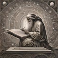 A celestial scribe, an entity etching the history of the universe onto cosmic scrolls with radiant quills3