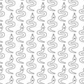 Celestial seamless pattern with doodle outline snakes.