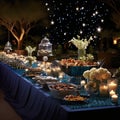 Celestial Soiree: A Reception Buffet Under the Stars Royalty Free Stock Photo