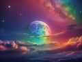 Celestial Spectrum: Mesmerizing Moonlit Sky