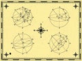 Celestial spheres. Axial tilt of the Earth. Star map.