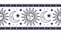 Celestial Sun & Moon Border, Mystical Decorative Pattern, vector design Generative AI Royalty Free Stock Photo