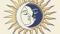 Celestial Sun and Moon Faces United in Harmony, vector design Generative AI Royalty Free Stock Photo