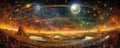 Celestial Symphony: captivating panorama of celestial bodies, where stars, planets, and galaxies dance in harmony panorama