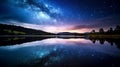 Celestial Symphony: The Majestic Night Sky Mirrored in the Serene Waters