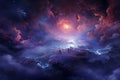 Celestial symphony in night sky with swirling nebulae. Generative AI