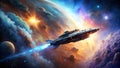 Celestial Symphony A Spaceship Navigating the Nebula AI Generated