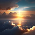 Celestial Symphony: Sunbeam Through Cloudy Skies