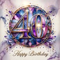 Celestial 40th Birthday Card with Golden Highlights