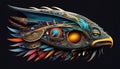 Celestial tribal Eagle, vision, protector, spirit, imaginary creature on Dark Background, AI Generative