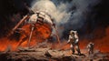Celestial Triumph: Artistic Rendition of the 1969 Moon Landing