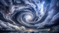Celestial vortex a swirling symphony of clouds and light above a serene horizon. Generative AI Royalty Free Stock Photo