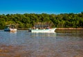 Celestun, Mexico - November 14, 2010. Tourists on the boat watching flamingos