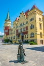 Celje, Slovenia, 26 June 2023: Summer day at Krekov Trg with Cel