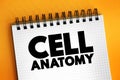 Cell anatomy - consists of three parts: the cell membrane, the nucleus, and, between the two, the cytoplasm, text concept on