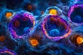 A cell with blue and orange cells Royalty Free Stock Photo
