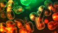 Cell division passing genetics information to the chromosome Mitosis. 3D background of microscopic visualization, microbiology, Royalty Free Stock Photo