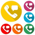 Cell logo, Call icon, icon phone tube, color set with long shadow