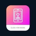 Cell, Love, Phone, Wedding Mobile App Button. Android and IOS Line Version