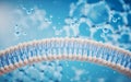 Cell membrane with blue background, 3d rendering Royalty Free Stock Photo