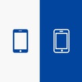 Cell, Mobile, Phone, Call Line and Glyph Solid icon Blue banner Line and Glyph Solid icon Blue banner Royalty Free Stock Photo
