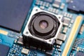 Cell phone camera module with other parts of device, service and repair concept Royalty Free Stock Photo