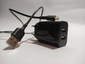 cell phone charger with 2 usb outputs Royalty Free Stock Photo