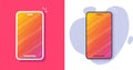 Cell phone desktop vector app mockup screen blank icon orange red pink yellow wallpaper background graphic, cellphone smartphone Royalty Free Stock Photo