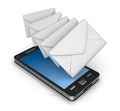 Cell phone email icon concept. on white. Royalty Free Stock Photo