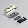 Cell phone evolution isometric Royalty Free Stock Photo