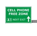 CELL PHONE FREE ZONE road sign isolated on white Royalty Free Stock Photo