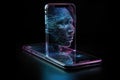 Cell Phone Of The Future Transparent Invisible, Mobile, Siri Alice Hologram Artificial Intelligence, Smartphone Ai