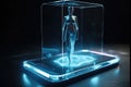 Cell Phone Of The Future Transparent Invisible, Mobile, Siri Alice Hologram Artificial Intelligence, Smartphone Ai