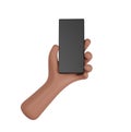 Cell Phone in hand with white background. 3D Rendering Royalty Free Stock Photo