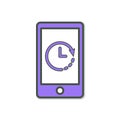 Cell Phone icon with clock sign. Cell Phone icon and countdown, deadline, schedule, planning concept