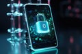 A cell phone with a lock on the screen. Suitable for technology and security concepts Royalty Free Stock Photo