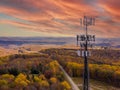 Cell phone or mobile service tower in forested area of West Virginia providing broadband service Royalty Free Stock Photo