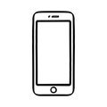 Cell phone outline illustration on white background