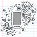 Cell Phone Sketchy Doodles PDA Vector Royalty Free Stock Photo