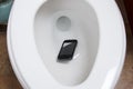 A Cell Phone in the Toilet Royalty Free Stock Photo