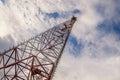 Cell phone tower, communications tower with blue cloud sky background