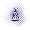 Cell phone tower icon, comics style Royalty Free Stock Photo