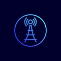 Cell Phone tower icon. Vector illustration in flat line style Royalty Free Stock Photo