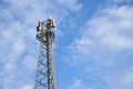 Cell Phone Tower or Mobile cell site with blue sky background Royalty Free Stock Photo