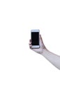 Cell Phone In A Woman's Hand Isolated