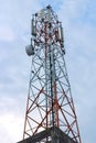 Cell radio phone tower standing under the nice sky Royalty Free Stock Photo