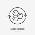 Cell regeneration line icon, vector pictogram of collagen repair. Skincare illustration, sign for ceam, cosmetics