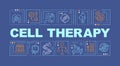 Cell therapy text with creative thin linear icons Royalty Free Stock Photo