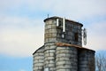 Cell Tower on an Old Antique Agricultural Grain Elevator Silo