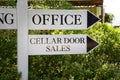 Cellar door sign at winery entrance, close up. Royalty Free Stock Photo